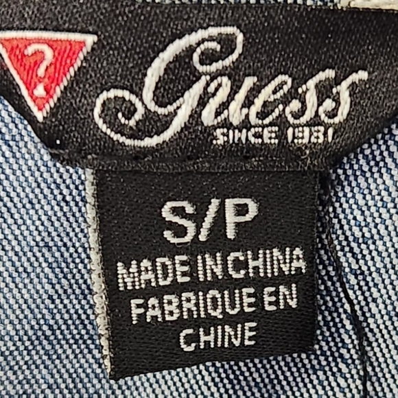 Guess Blue Denim Sleeveless Top Sz S - Picture 2 of 2